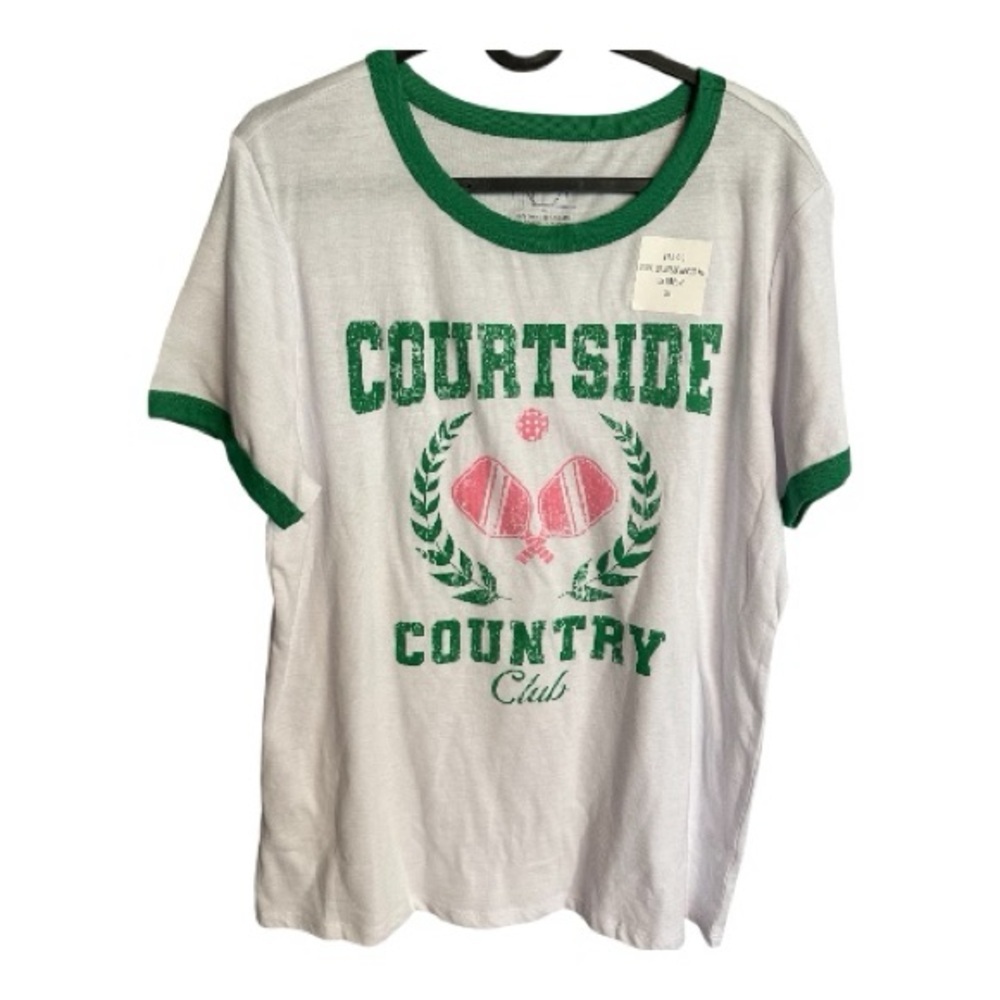 Freeze White and Green Courtside Country Club Tee